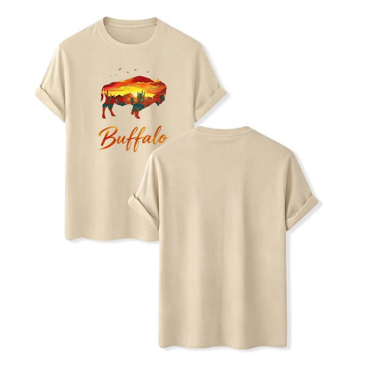 Wild & Free  Sunset Buffalo Silhouette Western T-shirt - Beige - 2XL - image 13