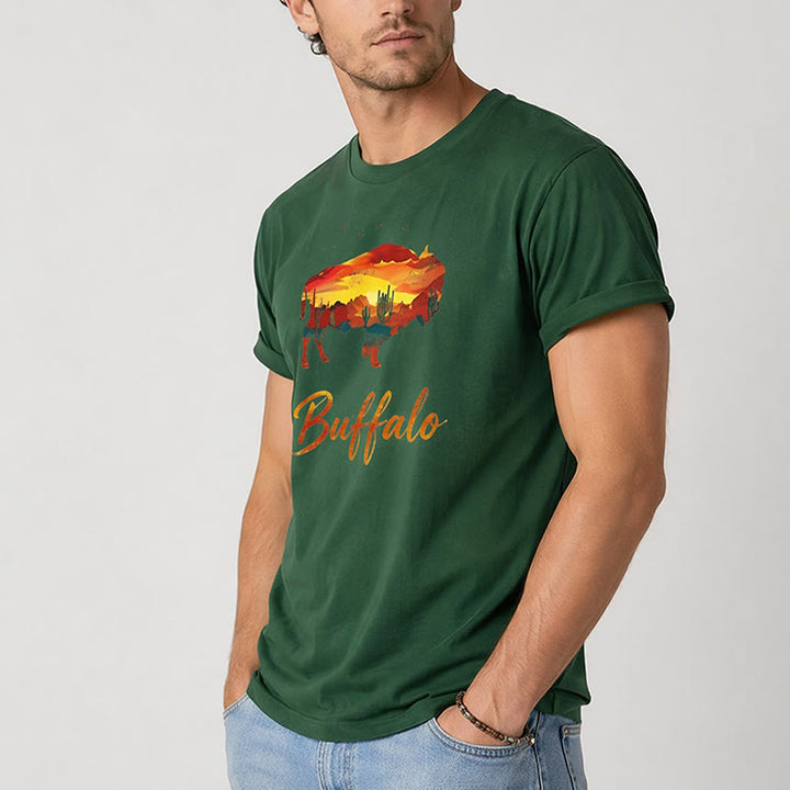 Wild & Free  Sunset Buffalo Silhouette Western T-shirt - image 4