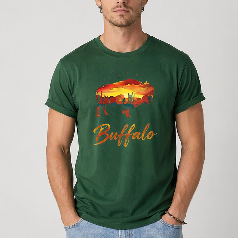 Wild & Free  Sunset Buffalo Silhouette Western T-shirt - image 2