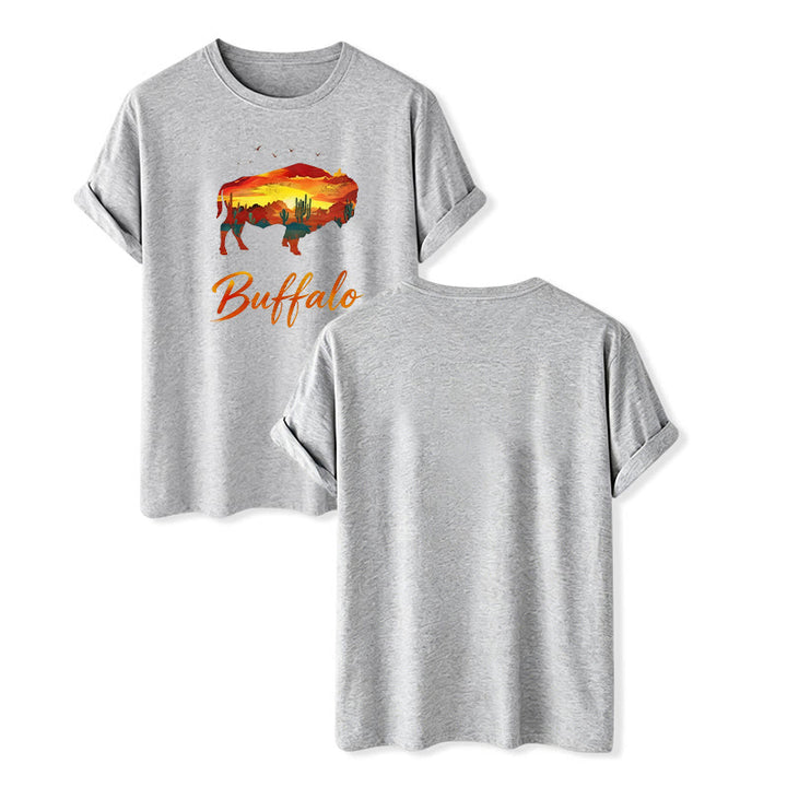 Wild & Free  Sunset Buffalo Silhouette Western T-shirt - Gray - 2XL - image 10