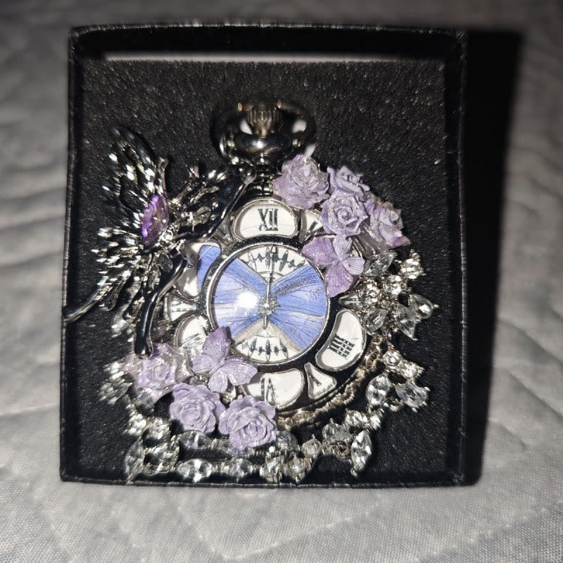 Lavender Butterfly Secret Garden Handmade Pocket Watch - image 3