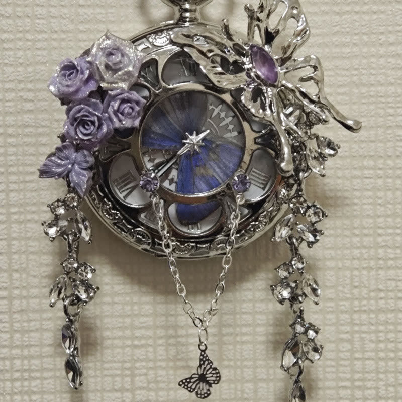 Lavender Butterfly Secret Garden Handmade Pocket Watch - Style #2 - image 4