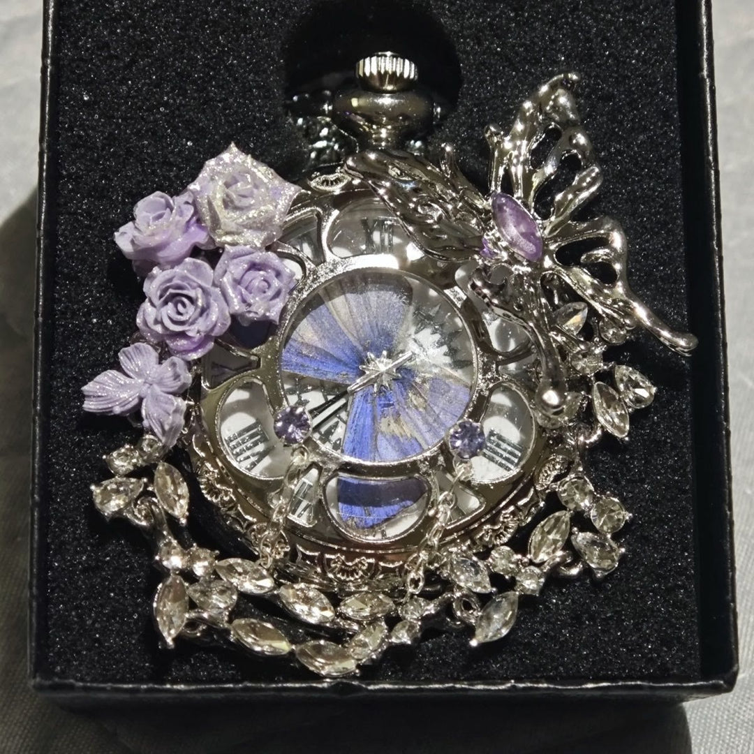 Lavender Butterfly Secret Garden Handmade Pocket Watch - image 2