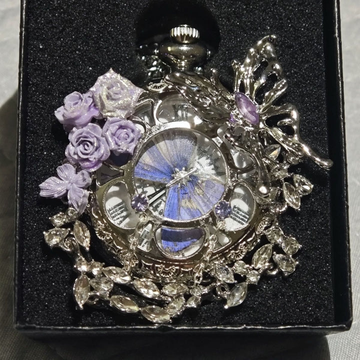Lavender Butterfly Secret Garden Handmade Pocket Watch - image 2
