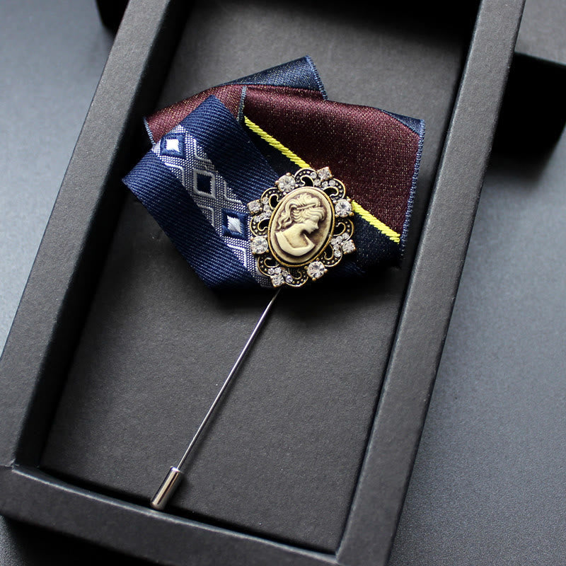 Men's Victorian Cameo 2-in-1 Lapel Pin And Pocket Square Insert - Style #11 - image 12