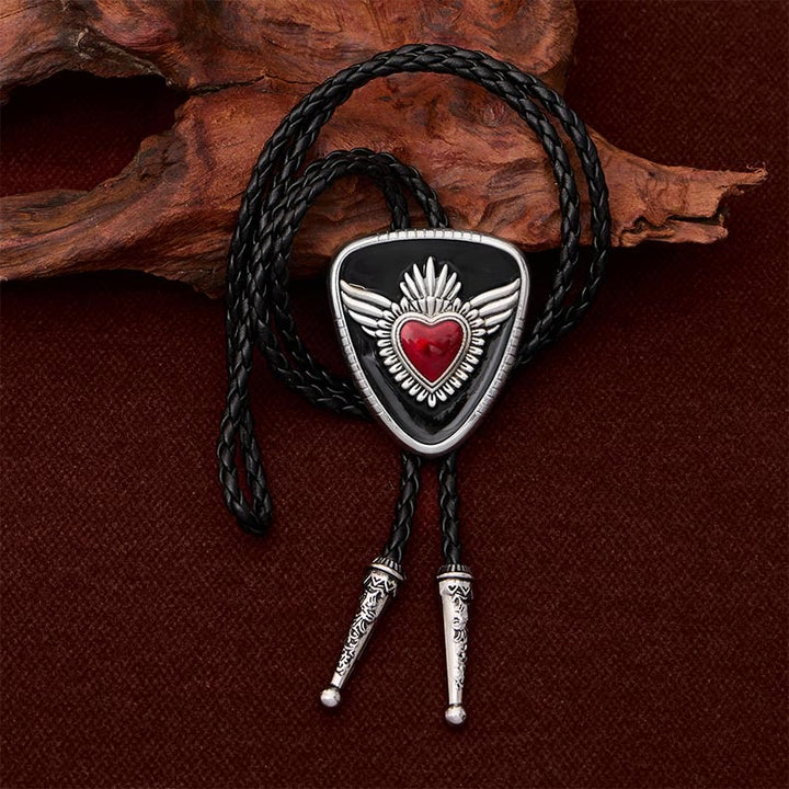 Retro Western Winged Sacred Heart Bolo Tie - image 3
