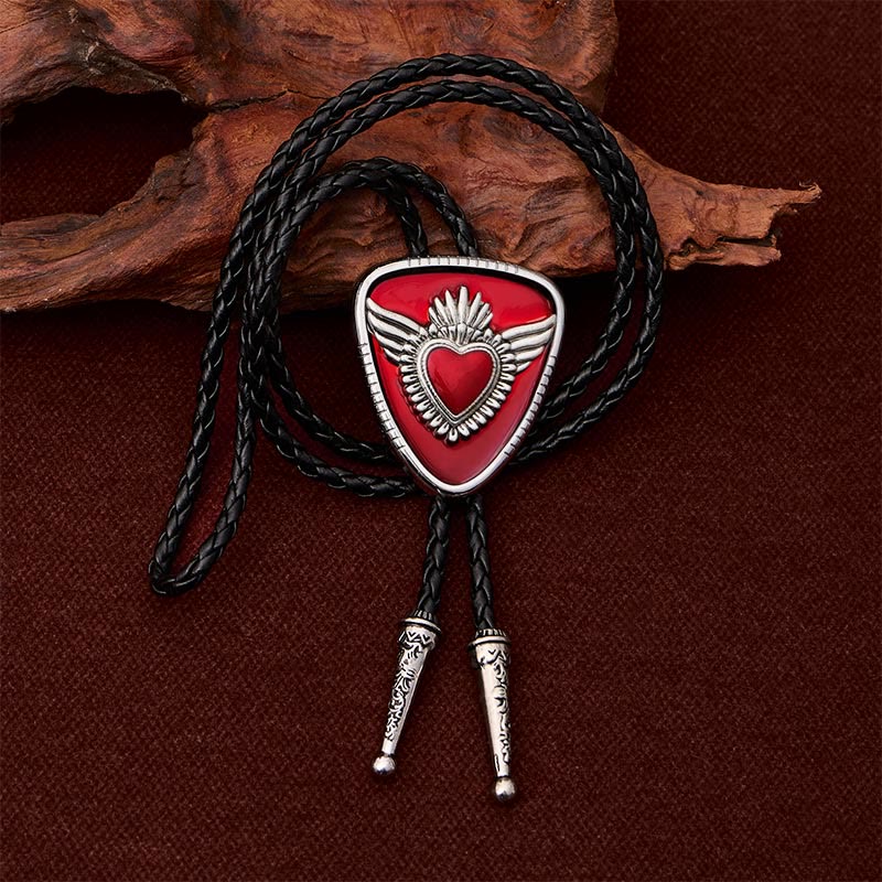 Retro Western Winged Sacred Heart Bolo Tie - image 2