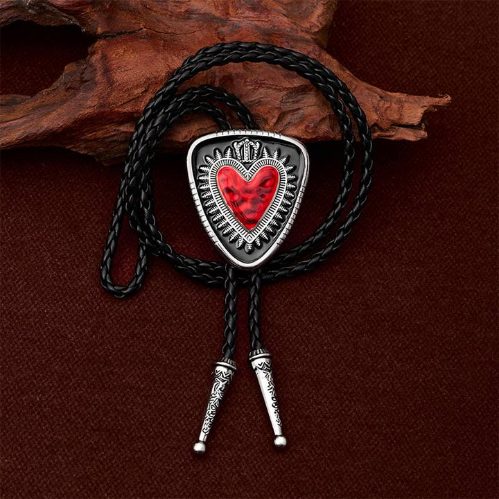 Vintage Shield Shape Sacred Heart Crown Bolo Tie - image 3