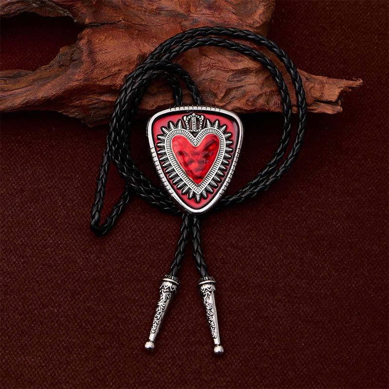 Vintage Shield Shape Sacred Heart Crown Bolo Tie - image 3