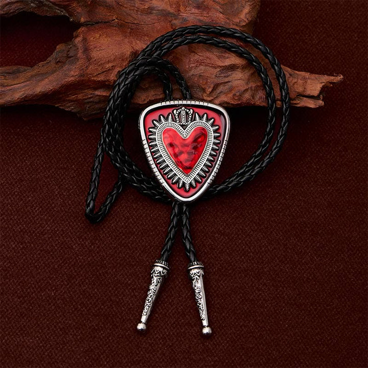Vintage Shield Shape Sacred Heart Crown Bolo Tie - image 3