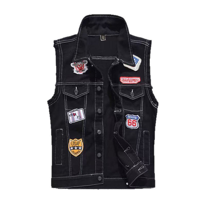Highway Rebel Patchwork Black Denim Vest - image 11