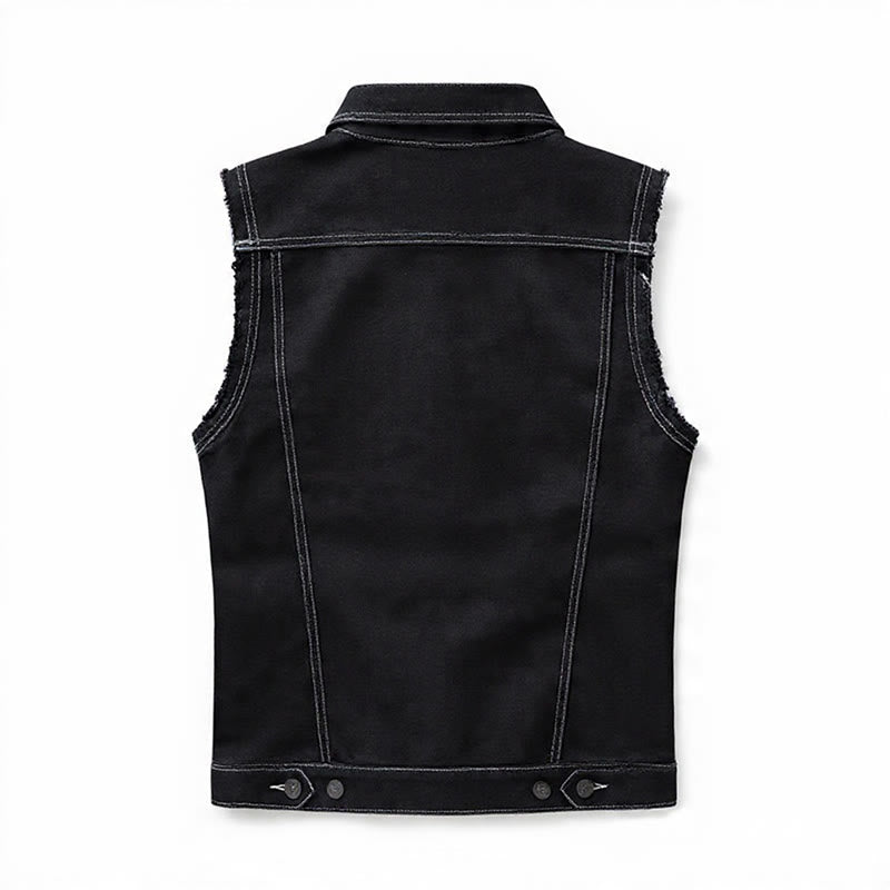 Highway Rebel Patchwork Black Denim Vest - image 12