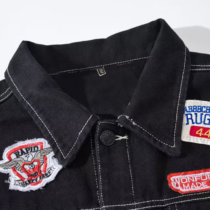 Highway Rebel Patchwork Black Denim Vest - image 4