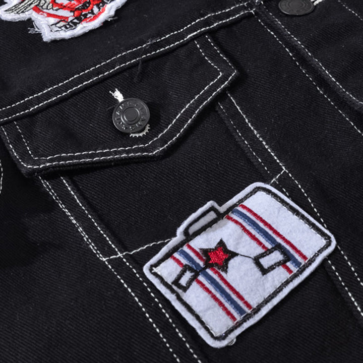 Highway Rebel Patchwork Black Denim Vest - image 6