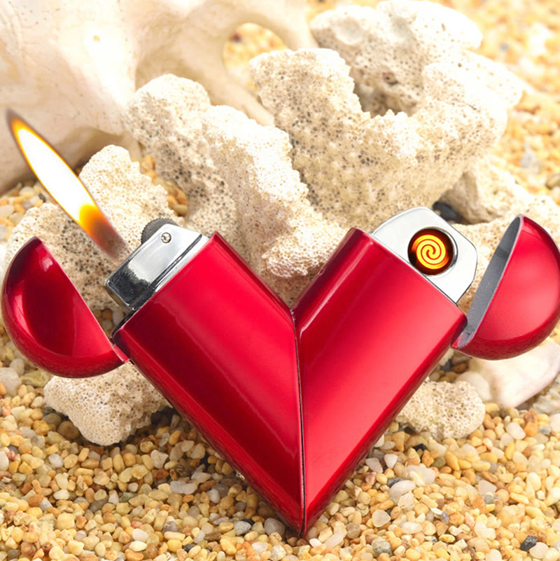 Foldable Heart 2-in-1 Electronic & Butane Lighter - image 1