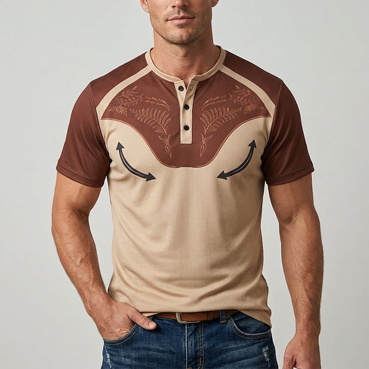Men's Vintage Men's Western Aztec Print Henley Shirt - image 1