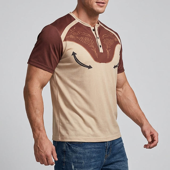 Men's Vintage Men's Western Aztec Print Henley Shirt - image 2