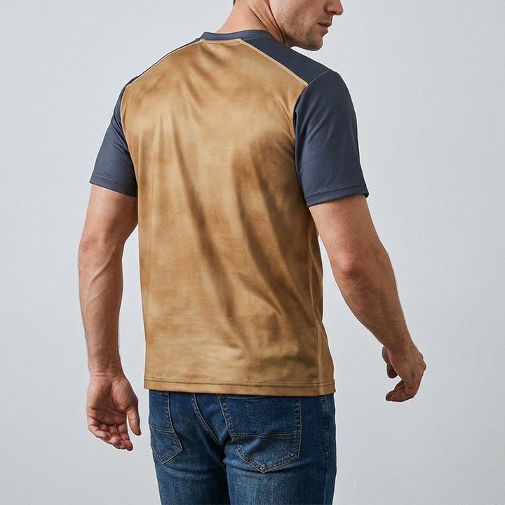 Men's Vintage Two-tone Western Bull Print Henley Shirt - image 3