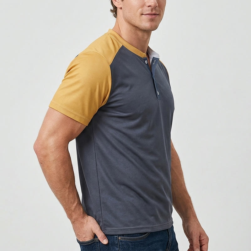Men's Vintage Washed Summer Casual Henley Shirt - image 2