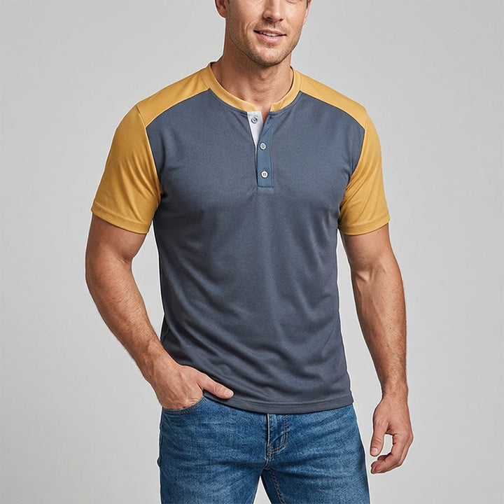 Men's Vintage Washed Summer Casual Henley Shirt - image 1