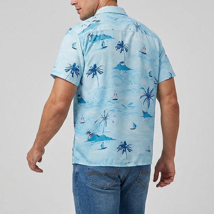 Men's Hawaiian Beach Holiday Print Button Down Shirt - image 3
