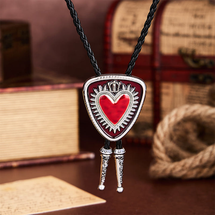 Vintage Shield Shape Sacred Heart Crown Bolo Tie - image 2