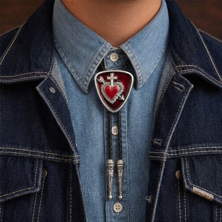 Gothic Emo Cross Arrow Heartbreaker Bolo Tie - Red - image 5