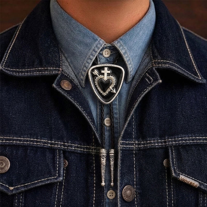 Gothic Emo Cross Arrow Heartbreaker Bolo Tie - Black - image 9