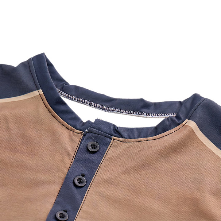 Men's Vintage Two-tone Western Bull Print Henley Shirt - image 4