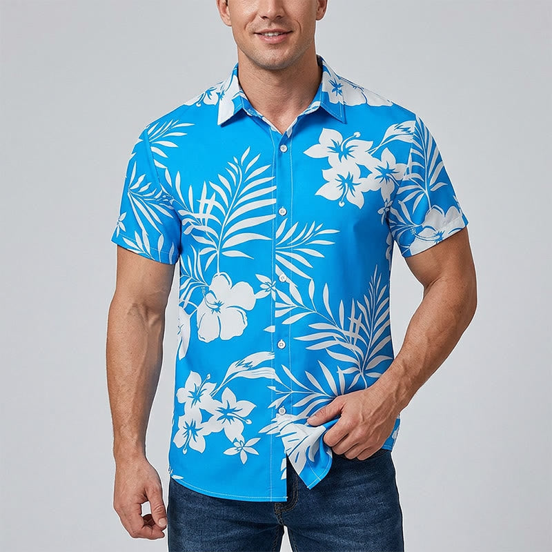 Men's Summer Vacation Flower Leaf Print Relaxed Shirt - image 1