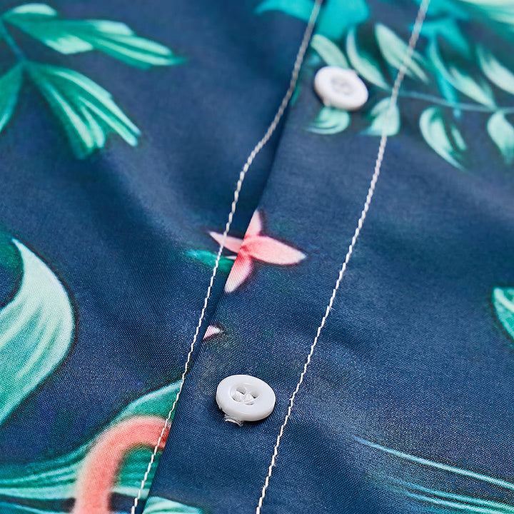 Men's Flamingo Palm Leaf Floral Print Relaxed Summer Beach Casual Shirts - image 6
