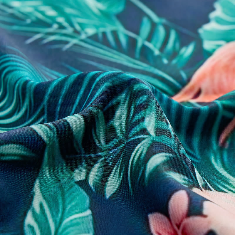 Men's Flamingo Palm Leaf Floral Print Relaxed Summer Beach Casual Shirts - image 5