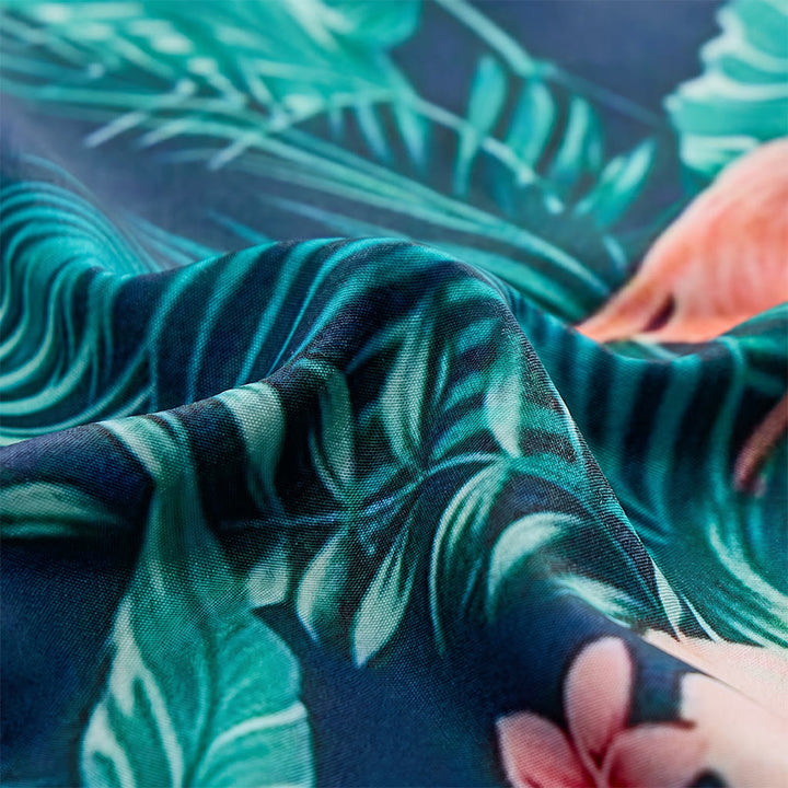 Men's Flamingo Palm Leaf Floral Print Relaxed Summer Beach Casual Shirts - image 5