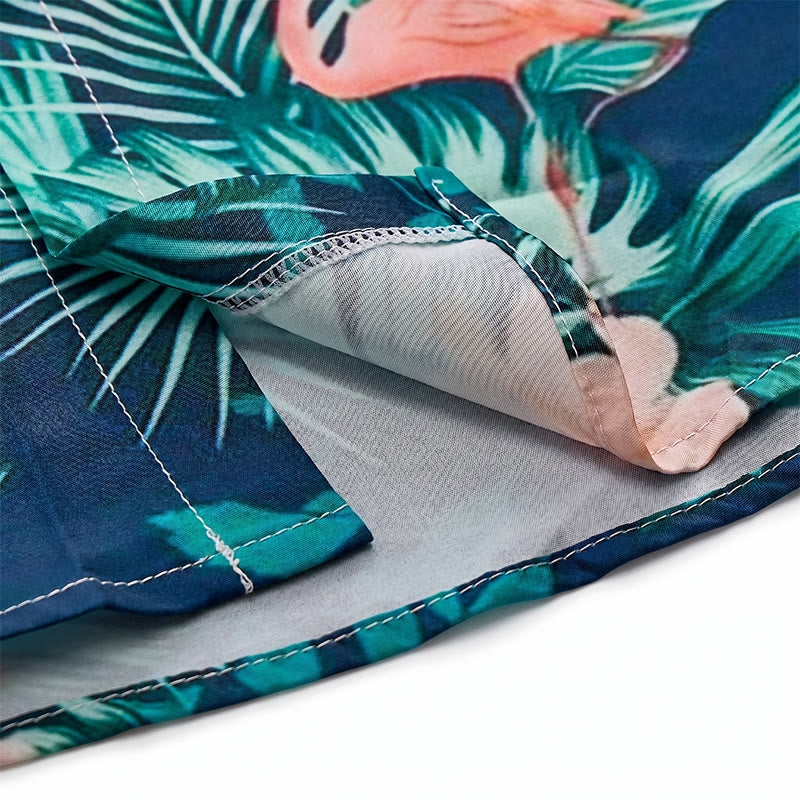Men's Flamingo Palm Leaf Floral Print Relaxed Summer Beach Casual Shirts - image 7