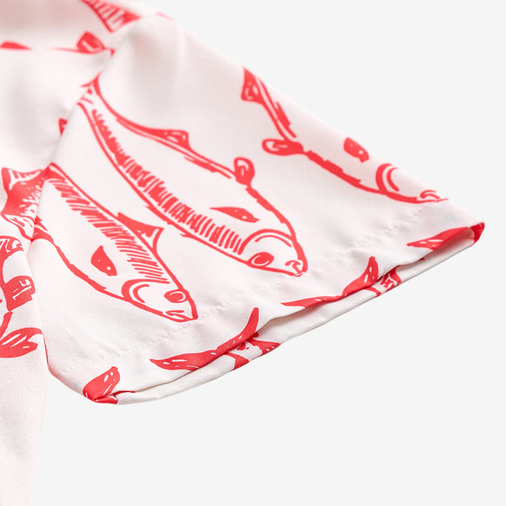Patriotic American Flag & Fish Print Short Sleeve Shirt - image 8