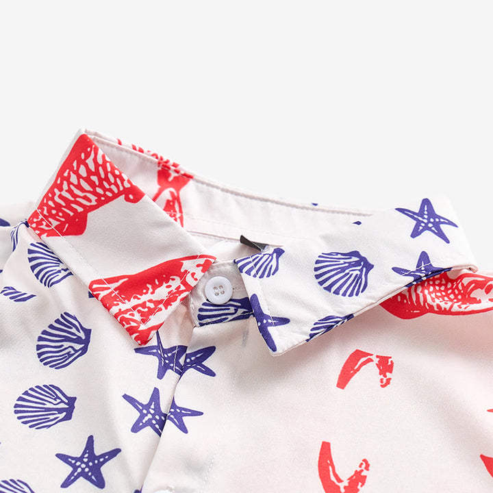 Patriotic American Flag & Fish Print Short Sleeve Shirt - image 4