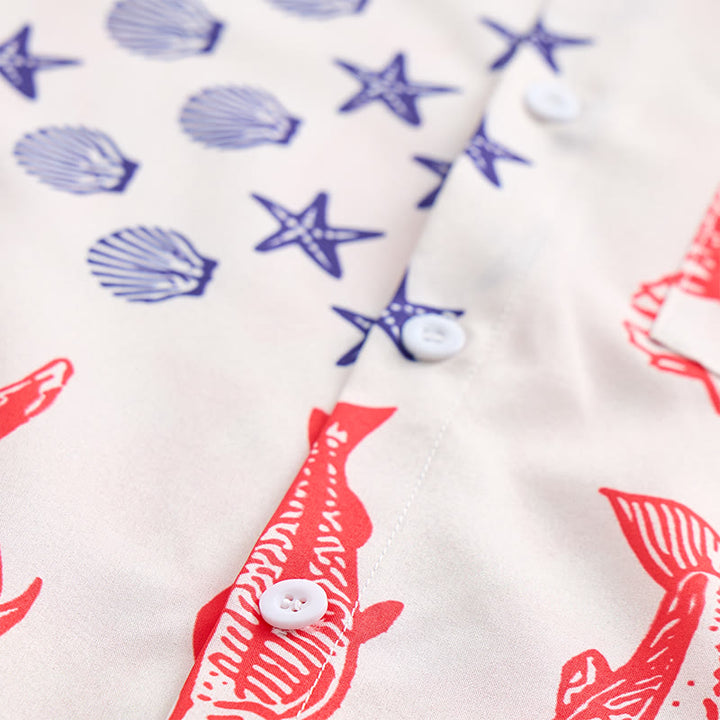 Patriotic American Flag & Fish Print Short Sleeve Shirt - image 5