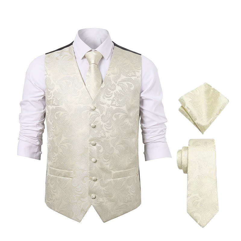 Men's All-match Paisley Pattern Waistcoat 4-in-1 Outfit Set Suit Vest - image 17