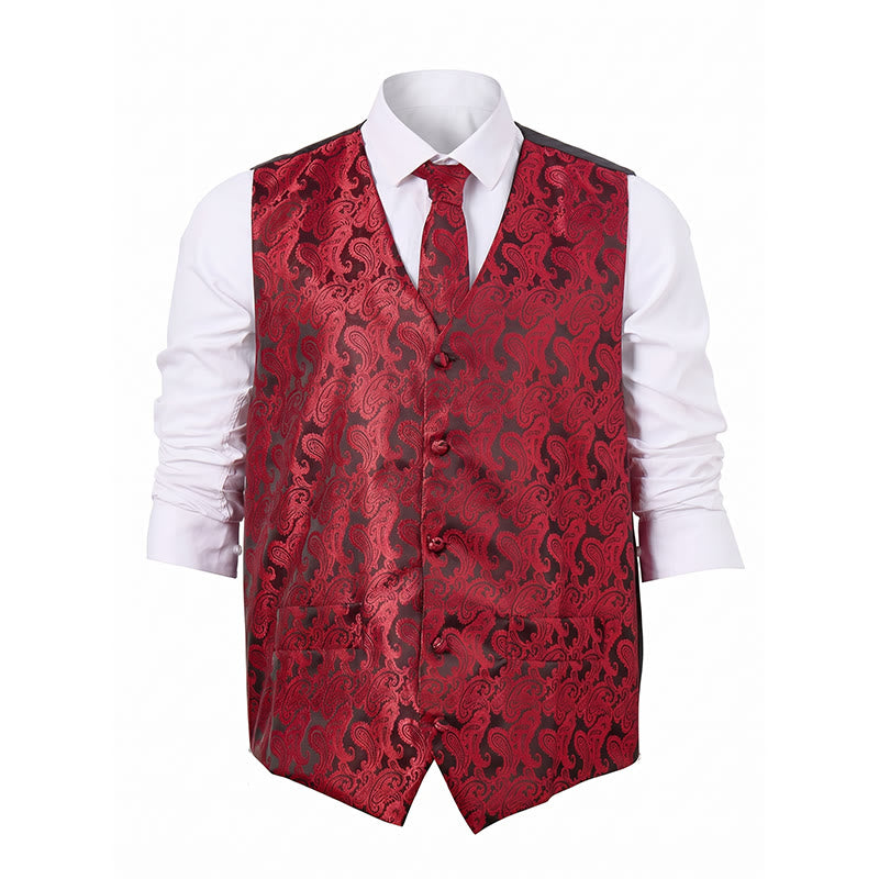 Men's All-match Paisley Pattern Waistcoat 3-in-1 Outfit Set Suit Vest - image 15