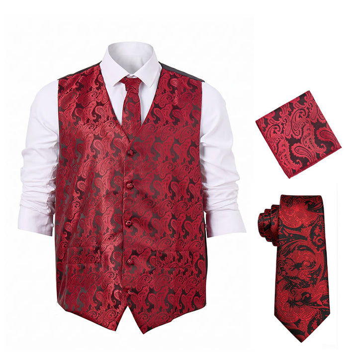 Men's All-match Paisley Pattern Waistcoat 3-in-1 Outfit Set Suit Vest - image 14