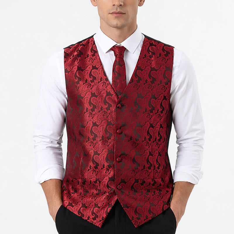 Men's All-match Paisley Pattern Waistcoat 3-in-1 Outfit Set Suit Vest - image 1