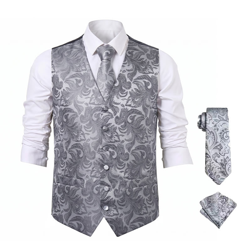 Men's All-match Paisley Pattern Waistcoat 3-in-1 Outfit Set Suit Vest - image 19