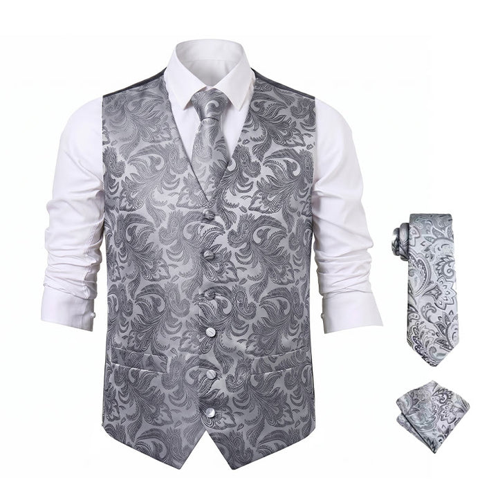 Men's All-match Paisley Pattern Waistcoat 3-in-1 Outfit Set Suit Vest - image 19