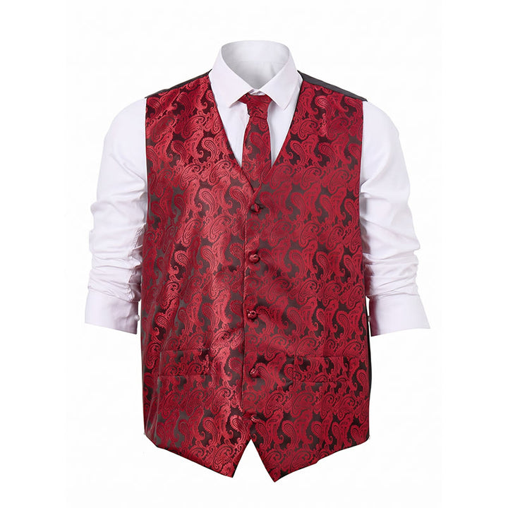 Men's All-match Paisley Pattern Waistcoat 4-in-1 Outfit Set Suit Vest - image 15