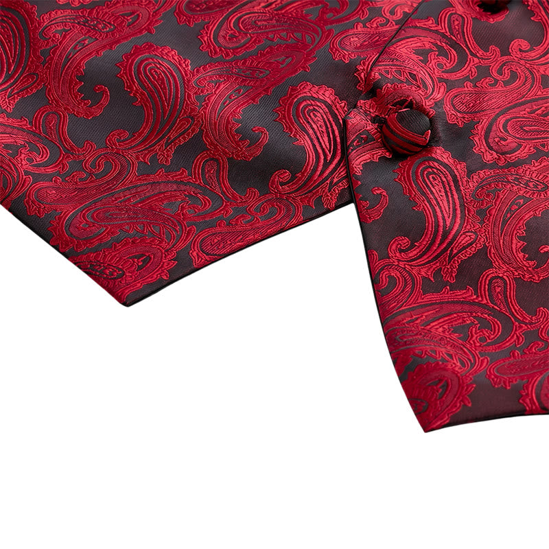 Men's All-match Paisley Pattern Waistcoat 4-in-1 Outfit Set Suit Vest - image 11