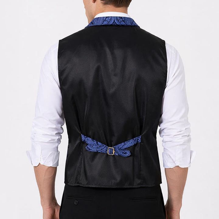 Men's Victorian Floral Jacquard Gothic Formal Chenille Suit Vest - image 3