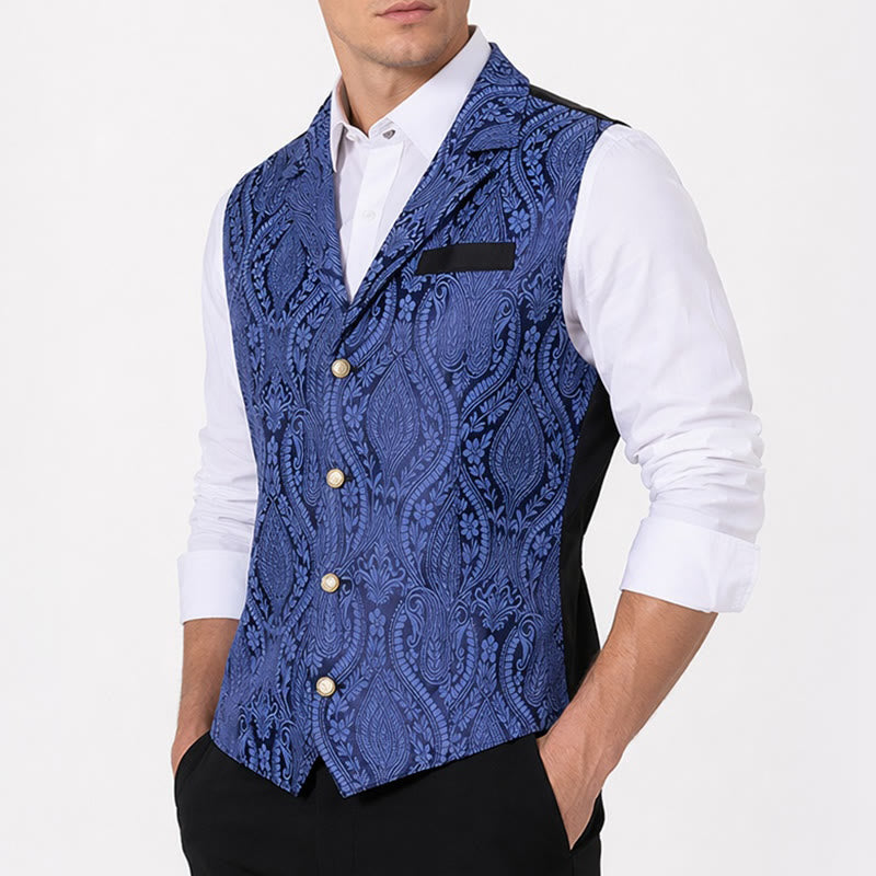 Men's Victorian Floral Jacquard Gothic Formal Chenille Suit Vest - image 2