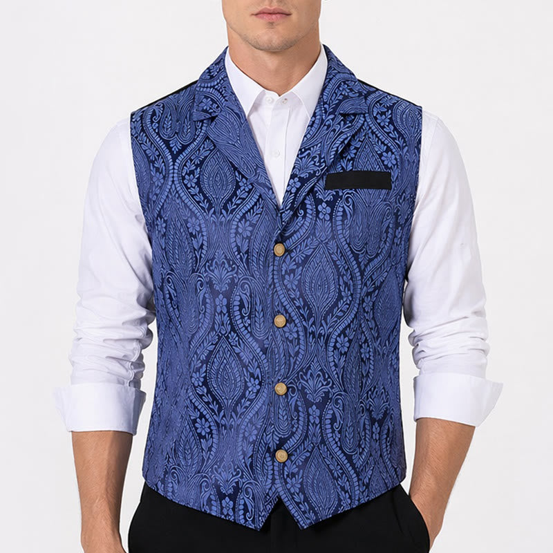Men's Victorian Floral Jacquard Gothic Formal Chenille Suit Vest - image 1