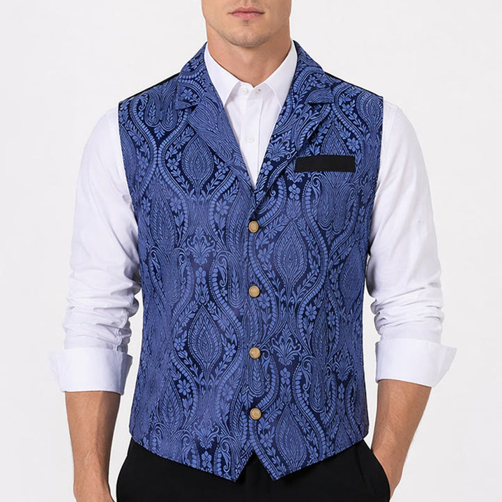 Men's Victorian Floral Jacquard Gothic Formal Chenille Suit Vest - image 1