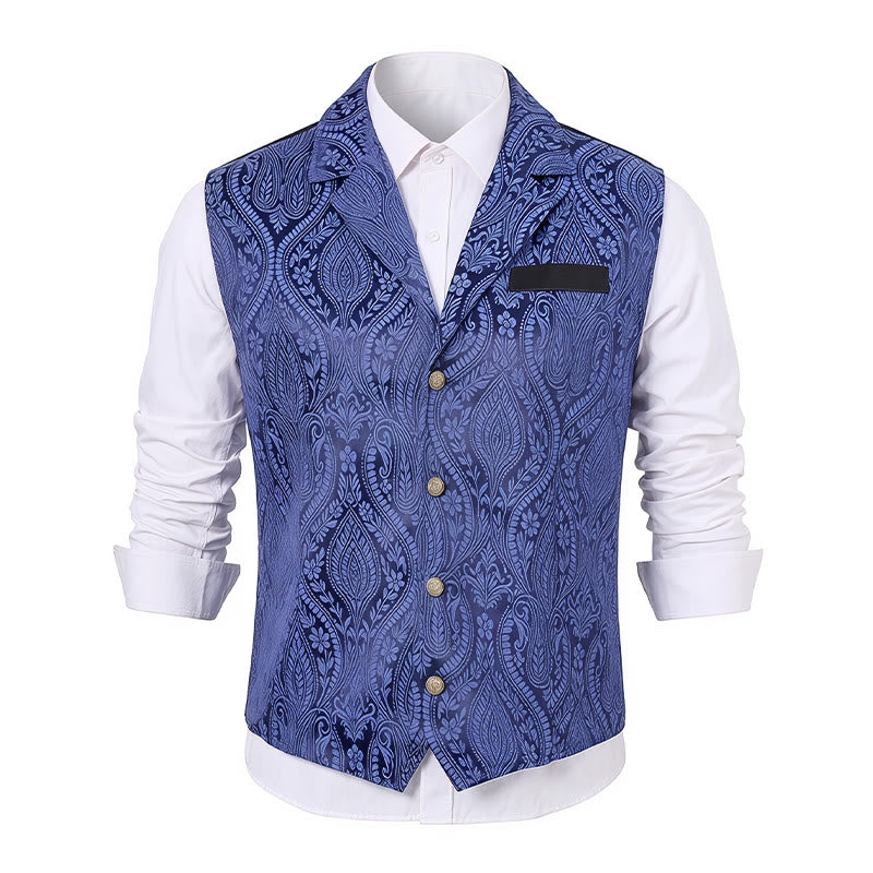 Men's Victorian Floral Jacquard Gothic Formal Chenille Suit Vest - image 10